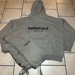 NEW Fear of God Essentials Set Hoodie & Sweatpant Dark Oatmeal Size XS
